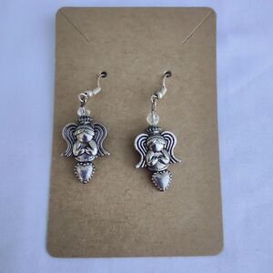 ANGEL‎ Silver Tone Dangle Earrings